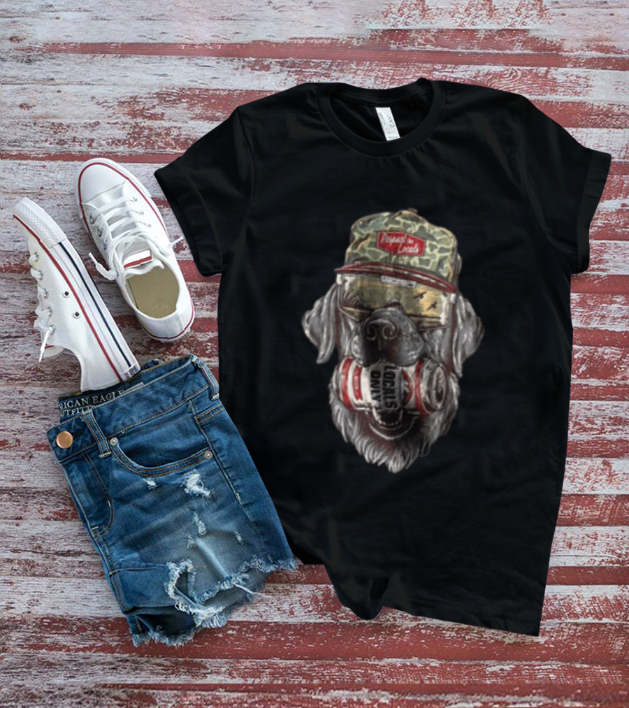 Respect The Locals Labrador Dog Camo Hat Sunglasses Beer Locals Only T-Shirt