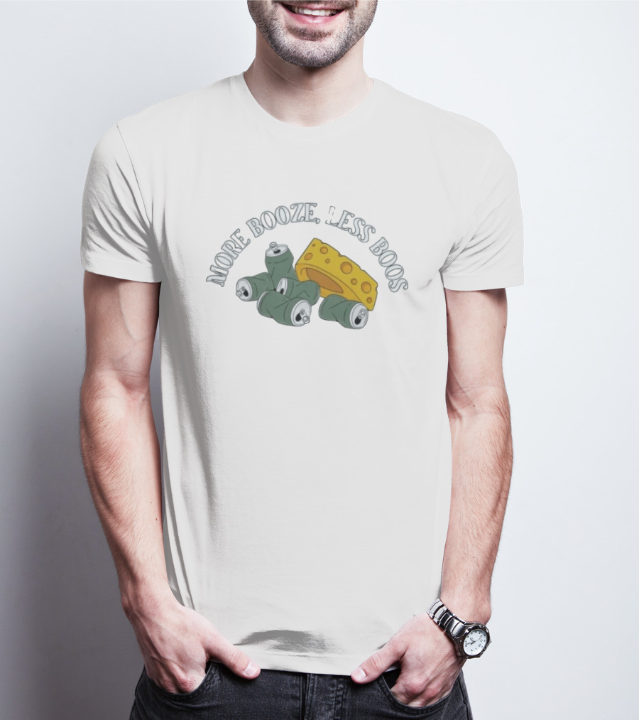 Green Bay Packers More Booze Less Boos Beers And Cheese T-Shirt