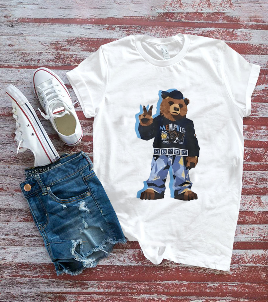 Memphis Grizzlies Bear Peace Sign Retro Style Fashionable Team Spirit T-Shirt