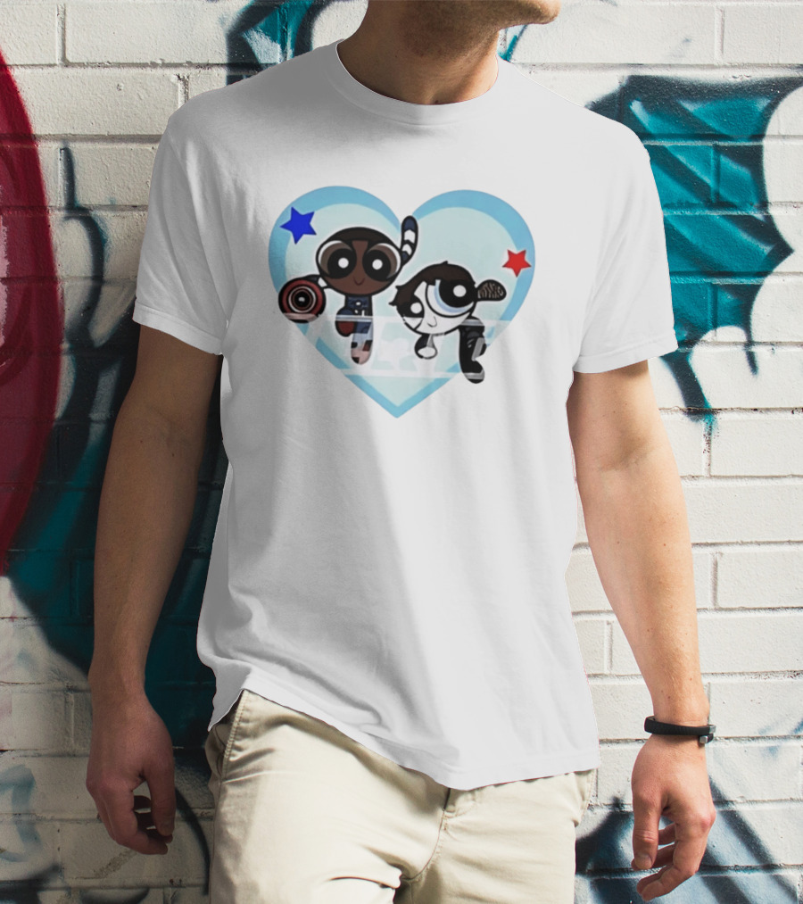 Powerpuff Girls Captain America Winter Soldier Heart Stars T-Shirt