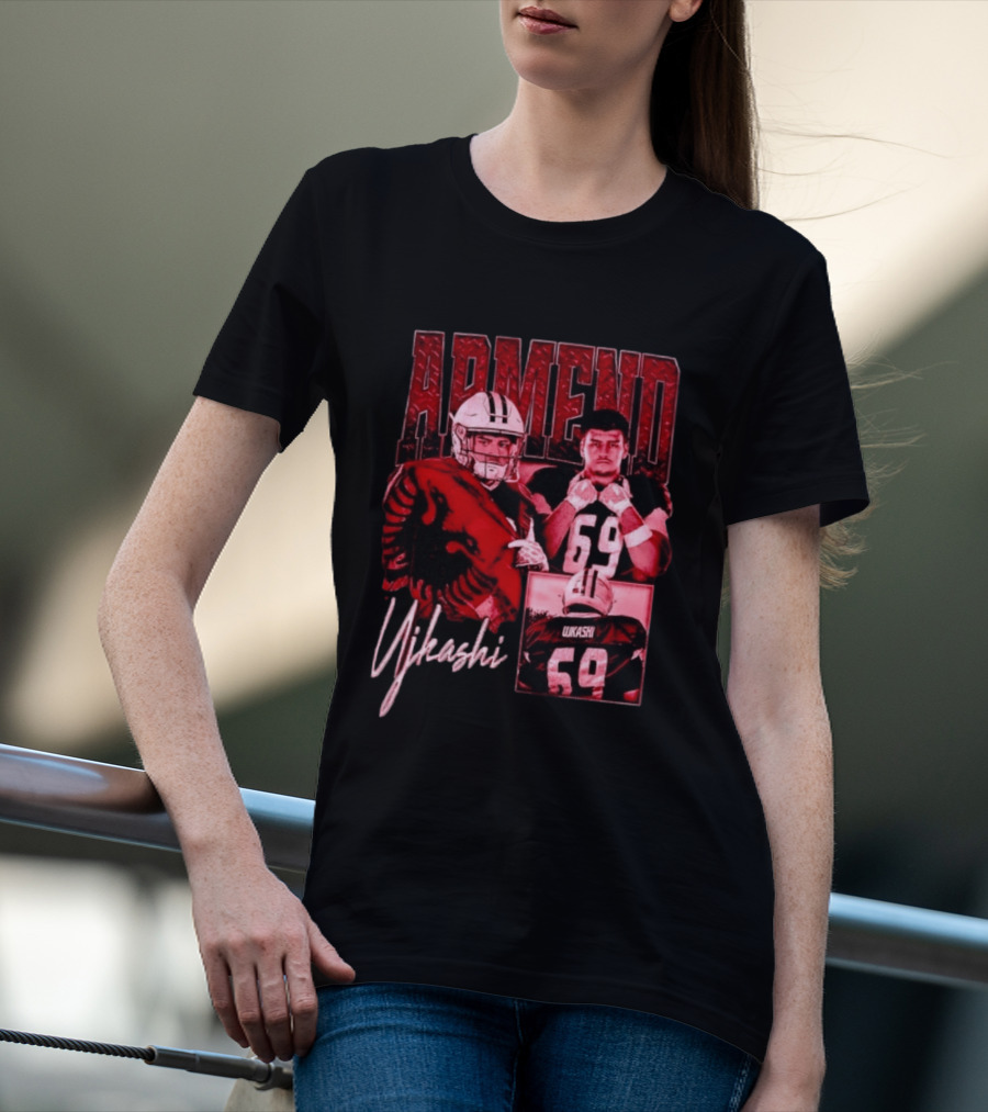 Armend Ujkashi 69 Football Player Athlete Championship Ready Red And Crimson T-Shirt