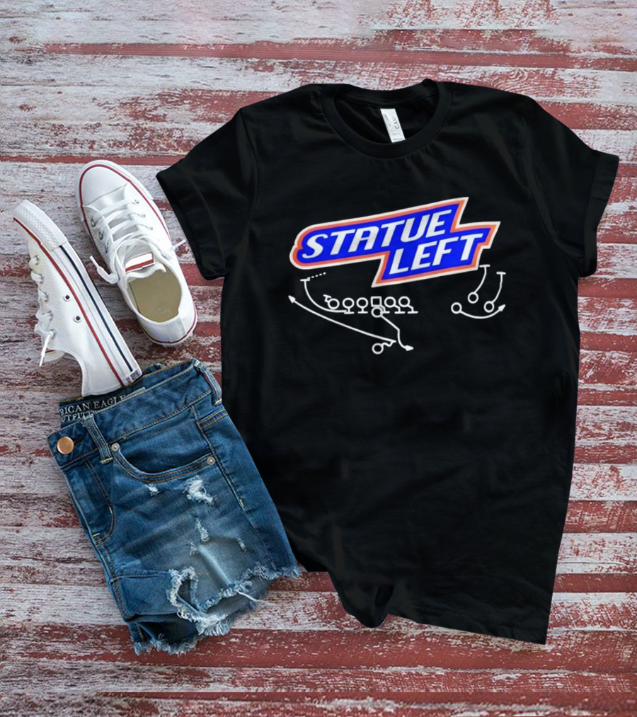 Boise State Broncos Statue Left Football Play Diagram NFL College Team Strategy T-Shirt