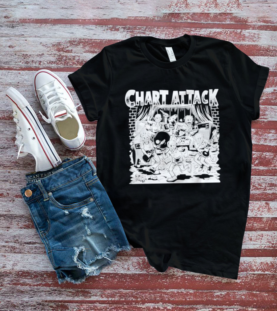 Chart Attack Band Cartoon Musicians Concert Performance T-Shirt