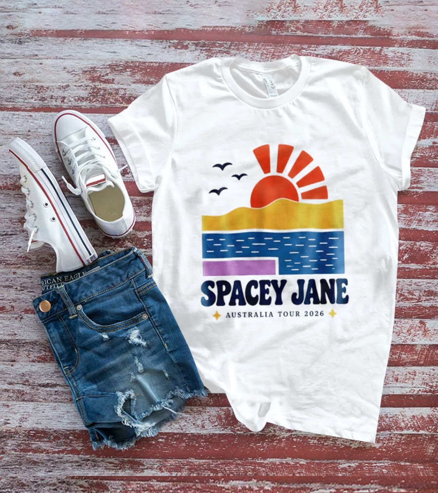 Spacey Jane Australia Tour 2026 Indie Rock Ocean Sunset Birds T-Shirt
