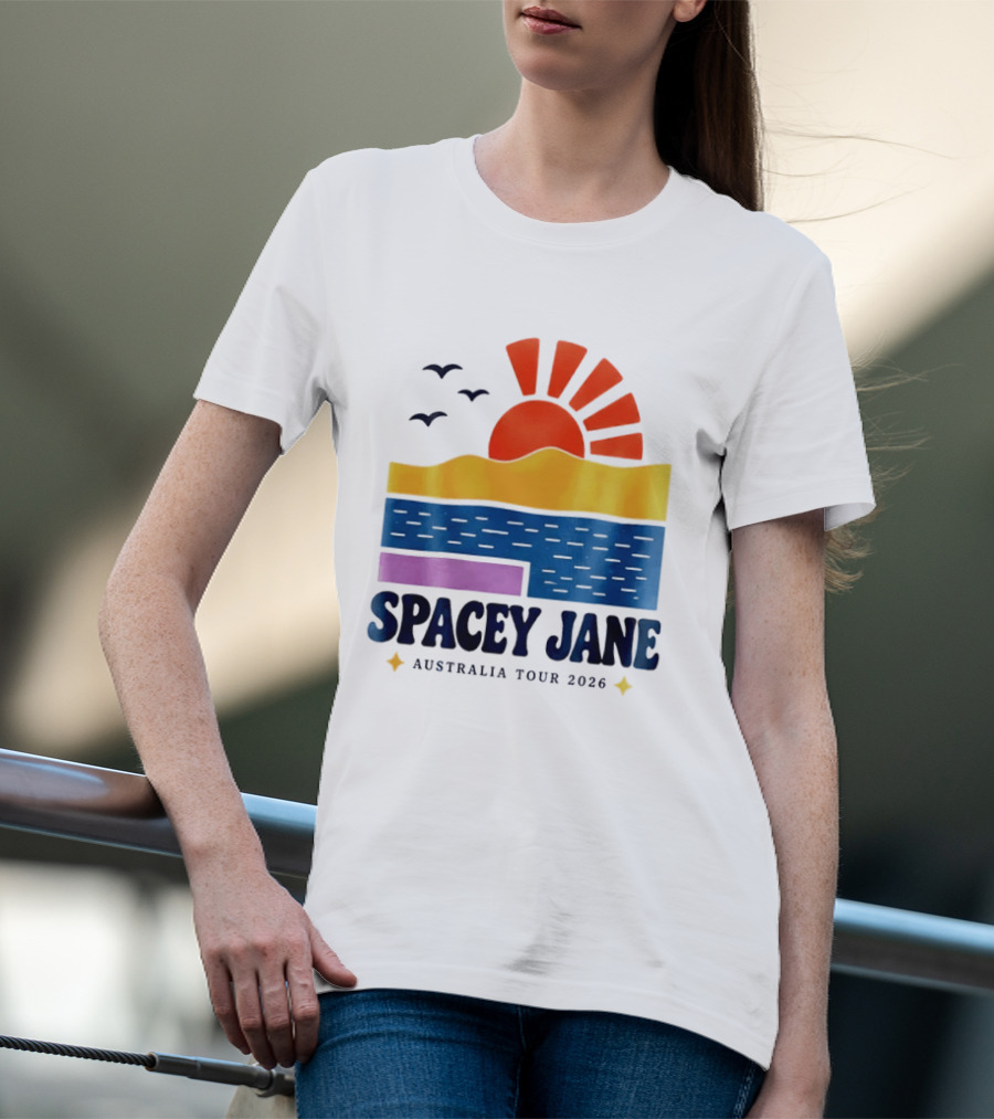 Spacey Jane Australia Tour 2026 Indie Rock Ocean Sunset Birds T-Shirt