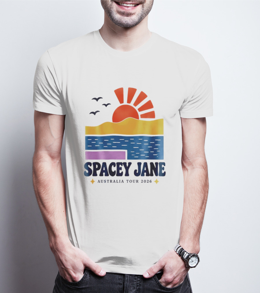 Spacey Jane Australia Tour 2026 Indie Rock Ocean Sunset Birds T-Shirt