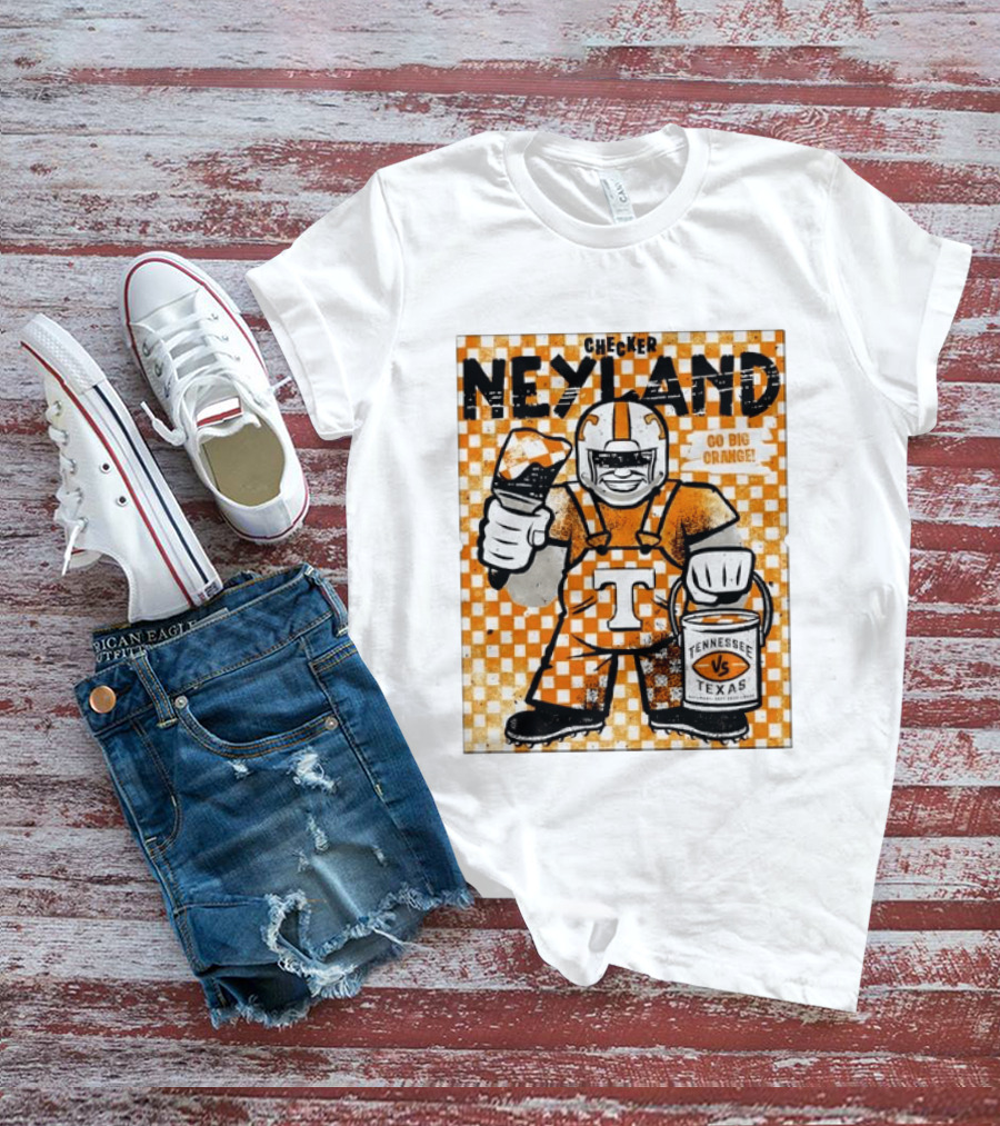 Checker Neyland Go Big Orange Tennessee Volunteers VS Texas Saturday T-Shirt