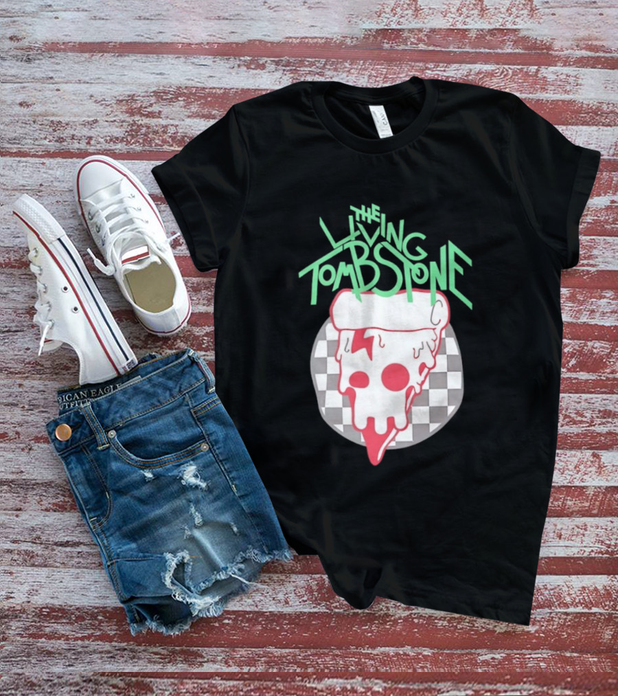 The Living Tombstone Pizza Skull Checkered T-Shirt