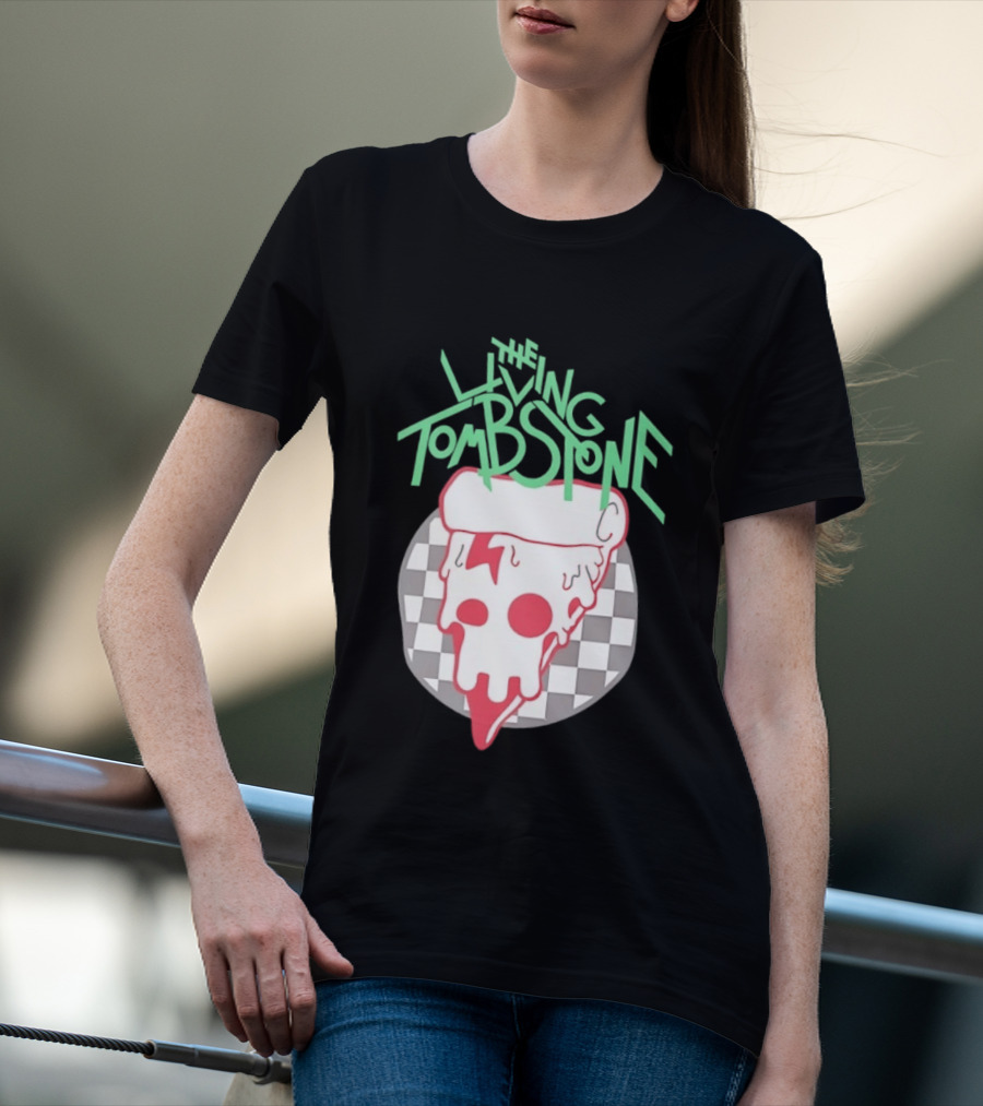 The Living Tombstone Pizza Skull Checkered T-Shirt