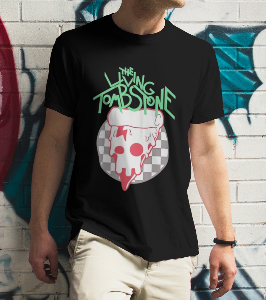 The Living Tombstone Pizza Skull Checkered T-Shirt