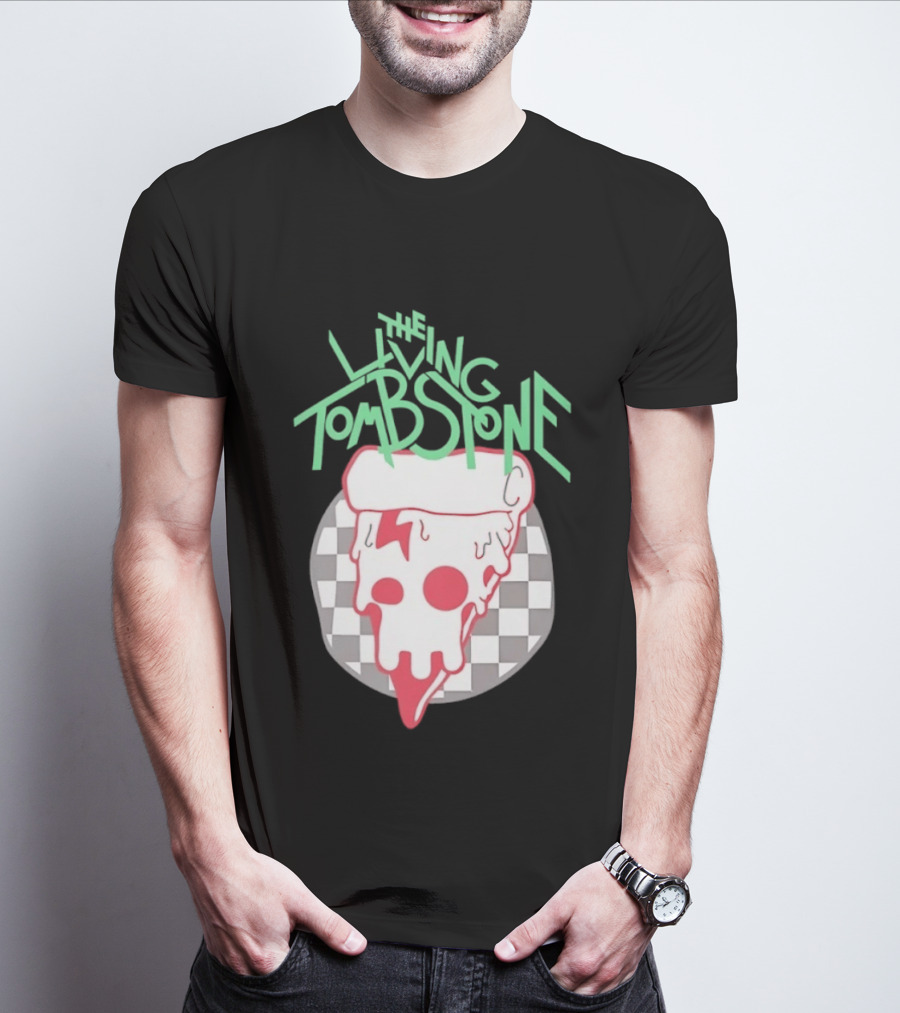 The Living Tombstone Pizza Skull Checkered T-Shirt