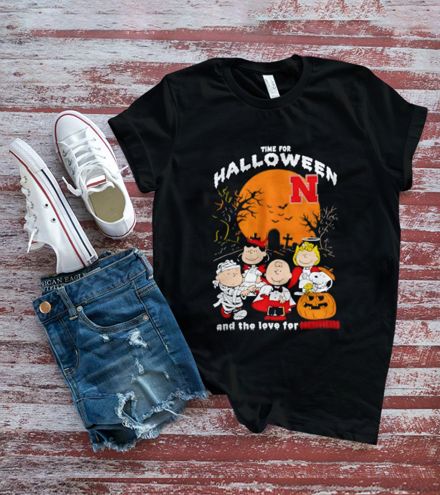 Time For Halloween Nebraska Cornhuskers Peanuts Characters T-Shirt