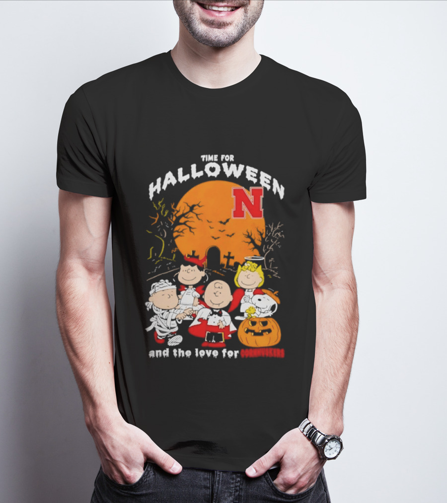 Time For Halloween Nebraska Cornhuskers Peanuts Characters T-Shirt