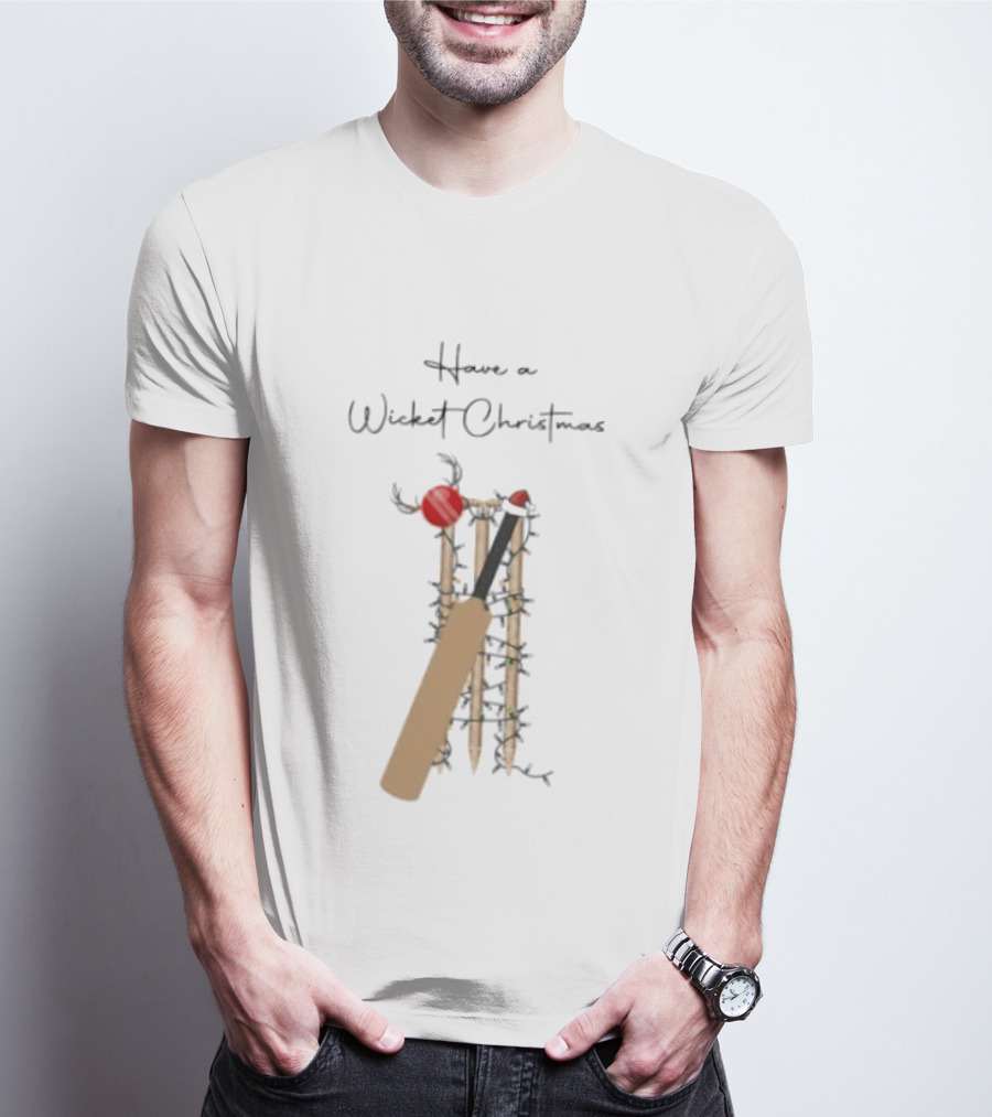 Have A Wicket Christmas Cricket Bat And Stumps Holiday T-Shirt
