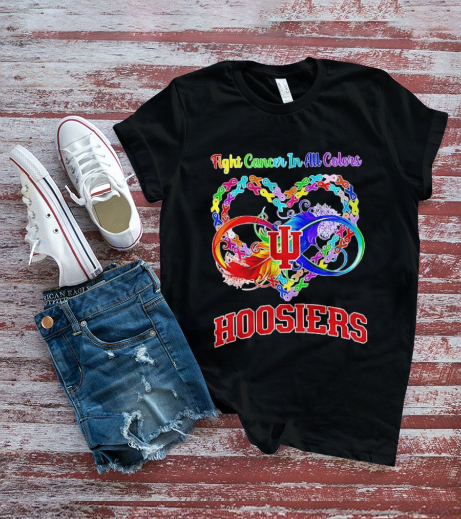Hoosiers Fight Cancer In All Colors With Heart Symbol And Interlocking Chains T-Shirt