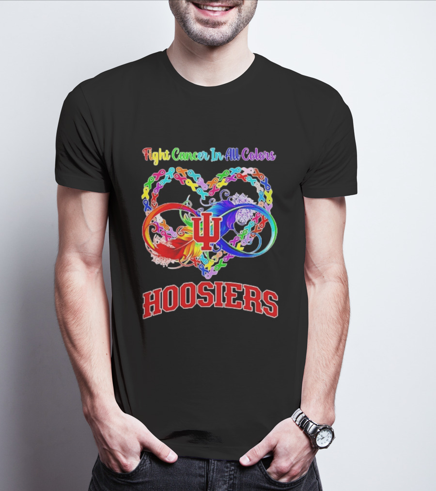 Hoosiers Fight Cancer In All Colors With Heart Symbol And Interlocking Chains T-Shirt