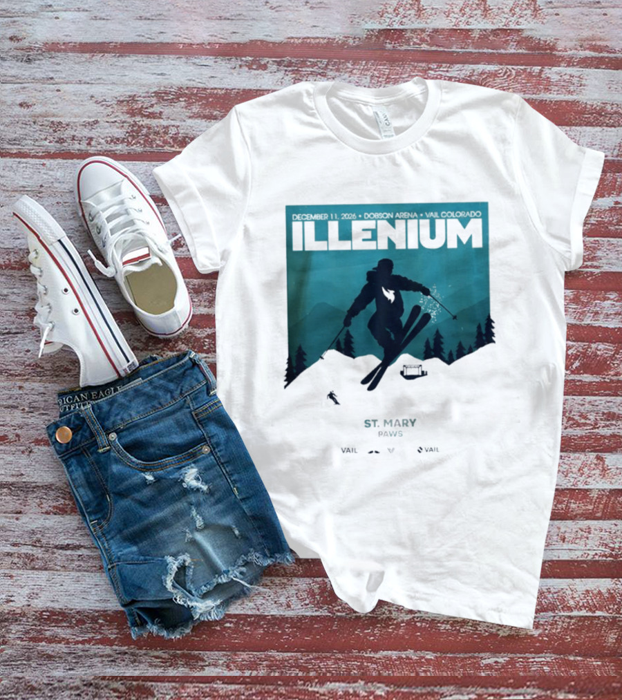 Illenium December 11 2026 Skiing Dobson Arena Vail Colorado Concert St Mary Paws T-Shirt