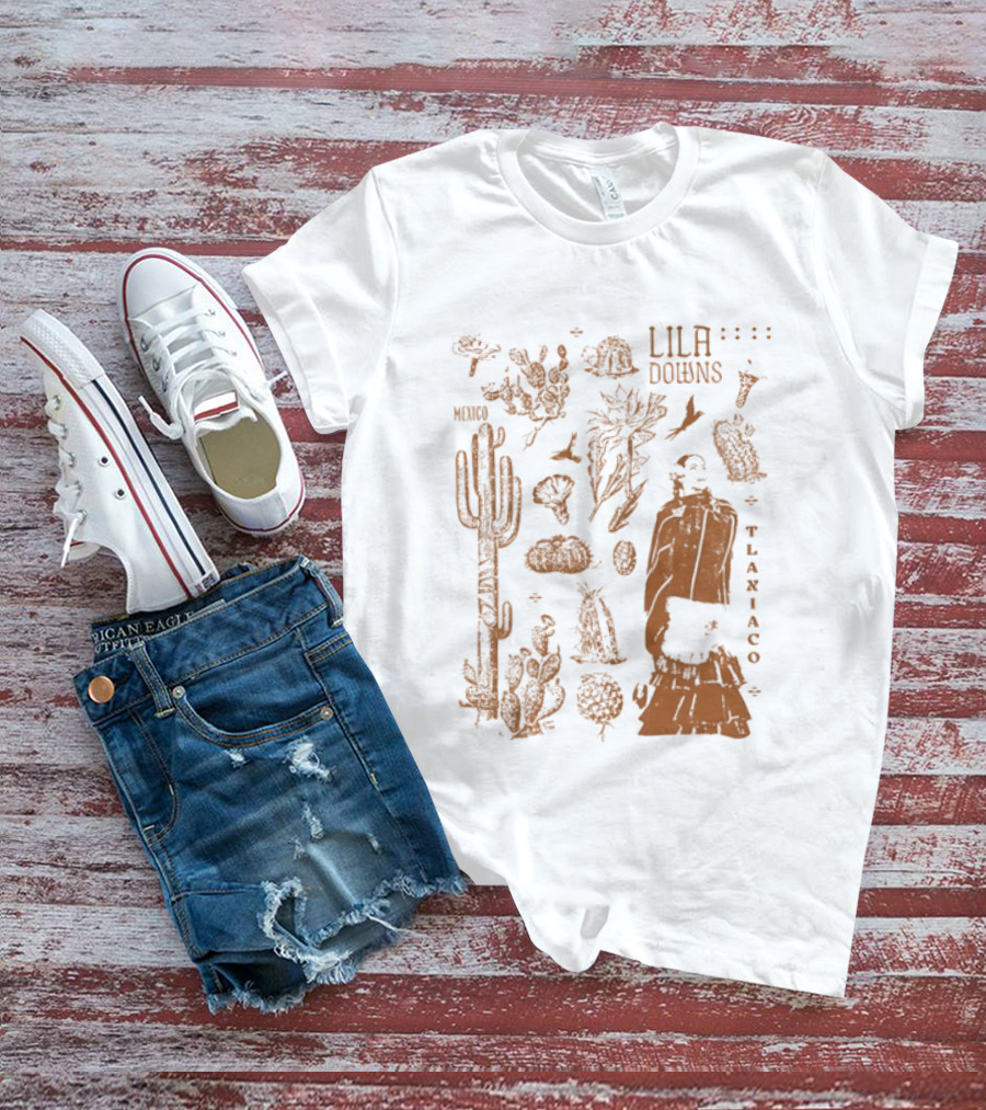 Lila Downs Mexico Tlaxiaco Mexican Singer With Floral And Cactus T-Shirt