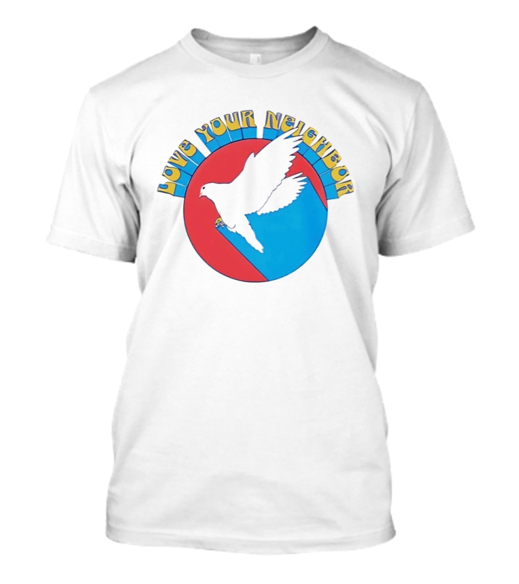 Love Your Neighbor Dove Peace Kindness Retro Circular T-Shirt