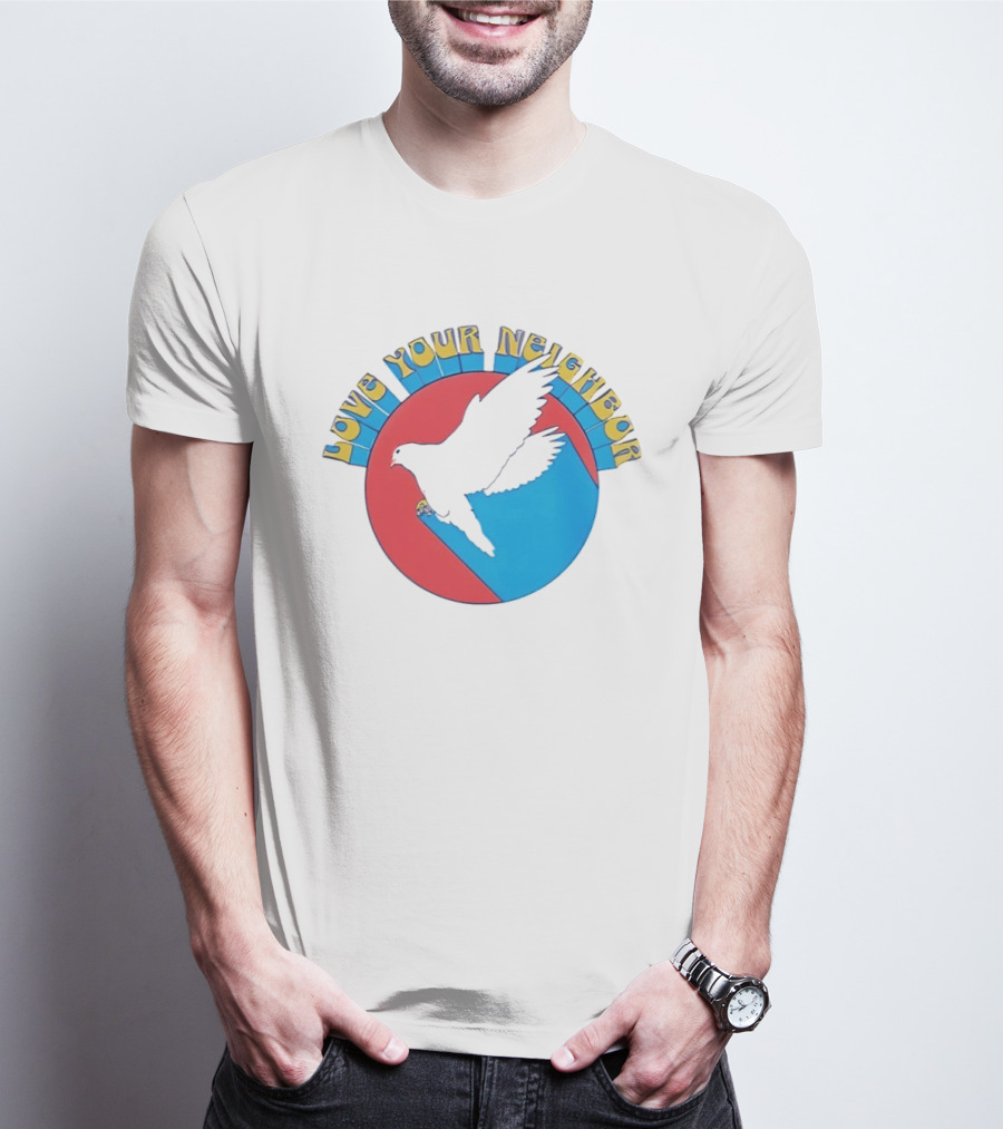 Love Your Neighbor Dove Peace Kindness Retro Circular T-Shirt