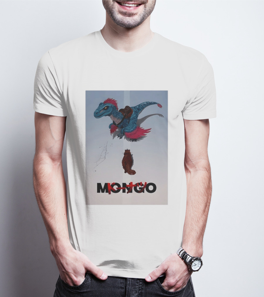 Mongo The Raptor Dinosaur And Cat Fantasy Adventure T-Shirt