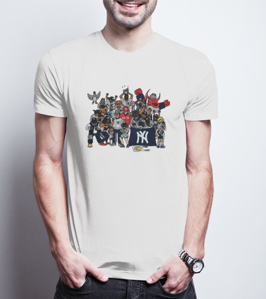 New York Yankees Fans Collage MLB Baseball Rivalry Characters And Mascots T-Shirt