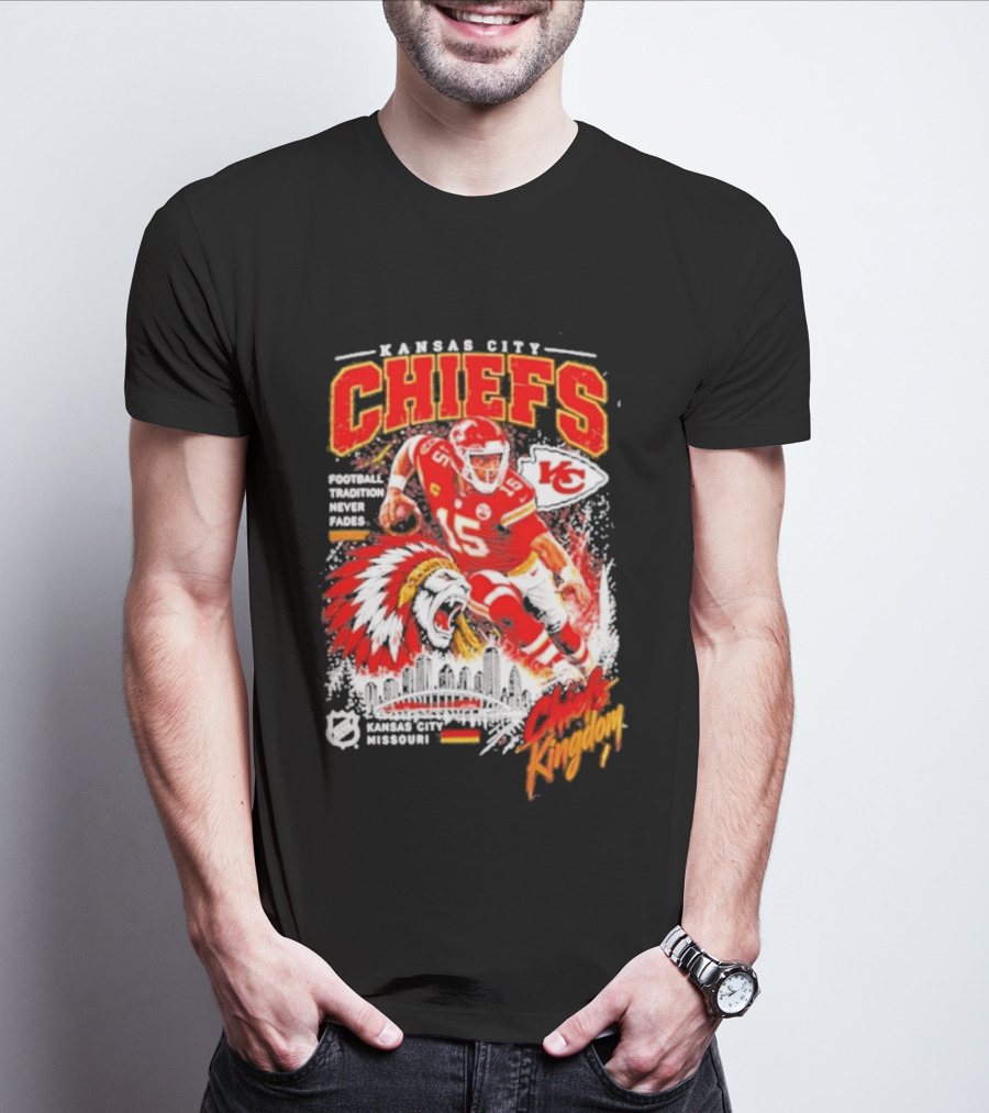 Kansas City Chiefs Football Tradition Never Fades Chiefs Kingdom Patrick Mahomes Skyline T-Shirt