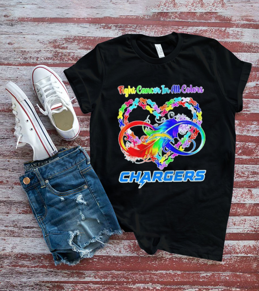 Fight Cancer In All Colors Los Angeles Chargers Infinity Heart T-Shirt