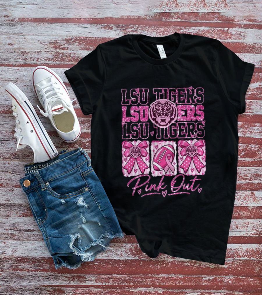 LSU Tigers Pink Out Breast Cancer Awareness Football Game Day T-Shirt