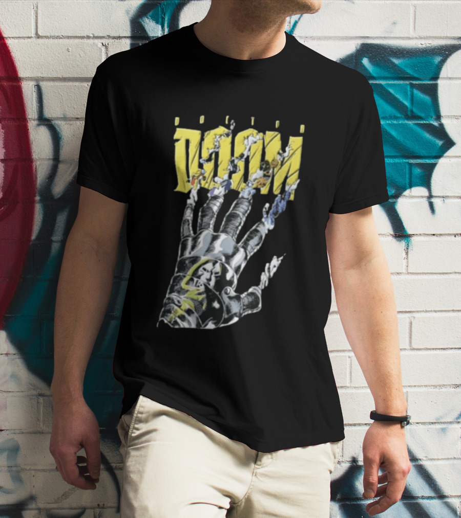 Marvel Doom Metal Gauntlet Ripping Through Paper T-Shirt