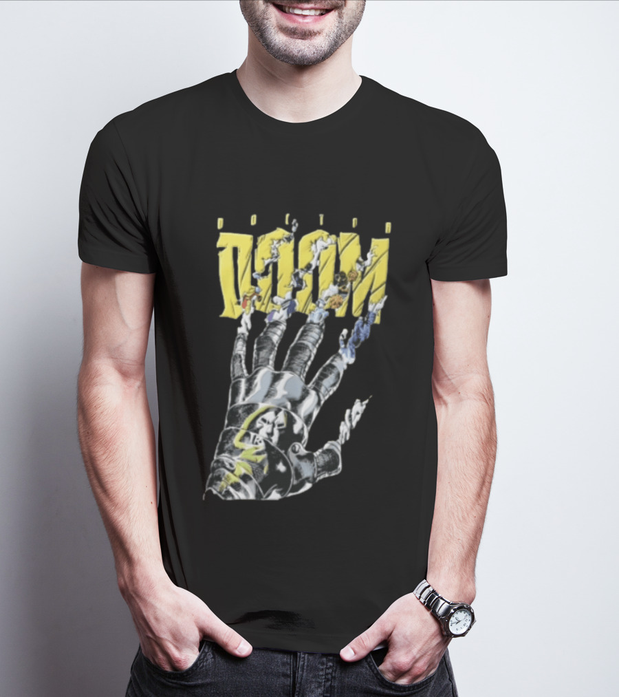 Marvel Doom Metal Gauntlet Ripping Through Paper T-Shirt