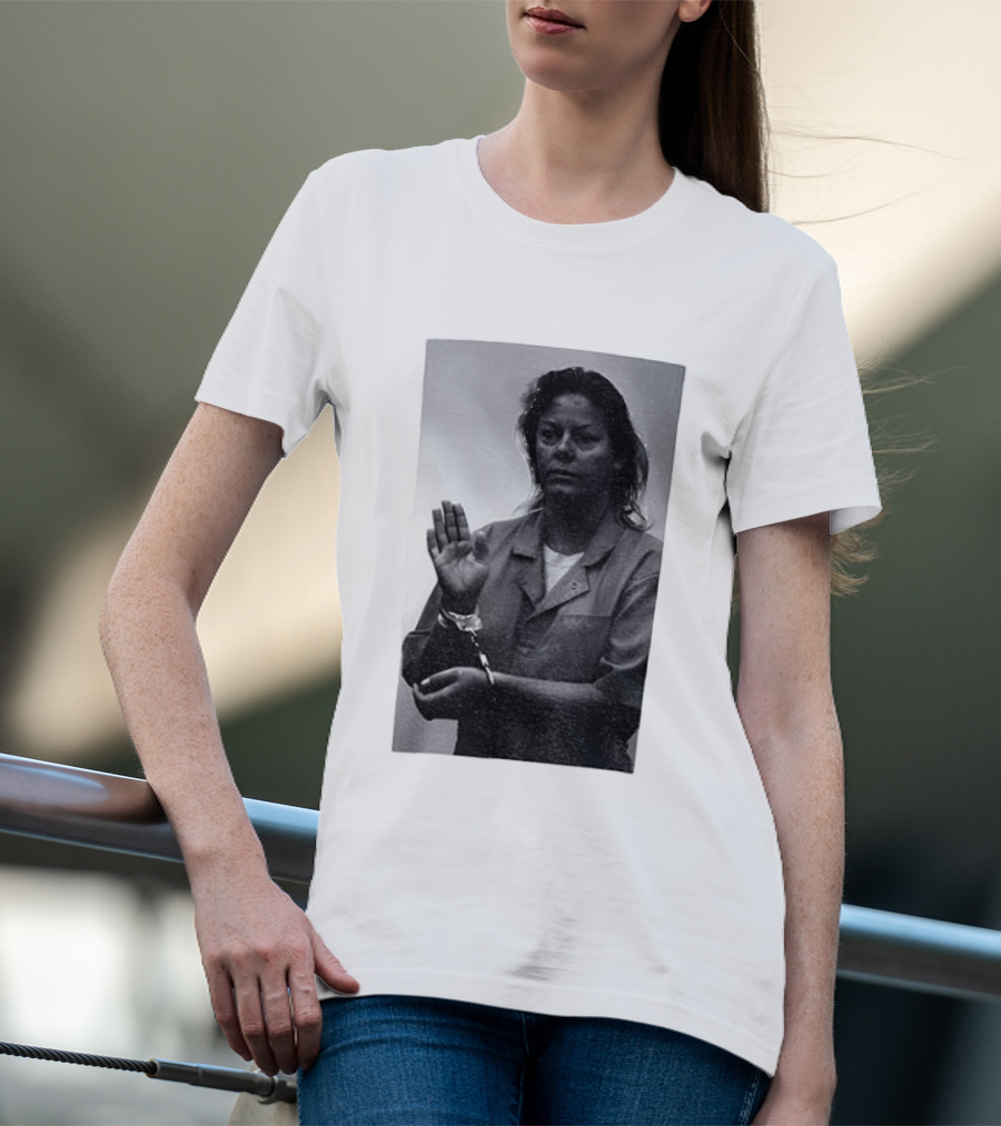 Aileen Wuornos True Crime Handcuffed Raised Hand Political Image T-Shirt