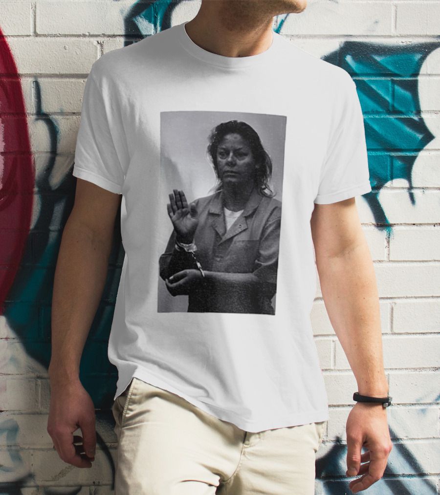 Aileen Wuornos True Crime Handcuffed Raised Hand Political Image T-Shirt
