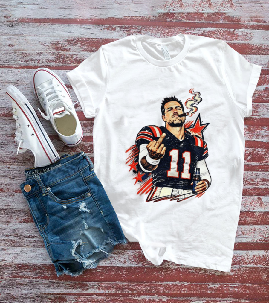 Case Keenum 11 Smoking Cigar Middle Finger Gesture T-Shirt