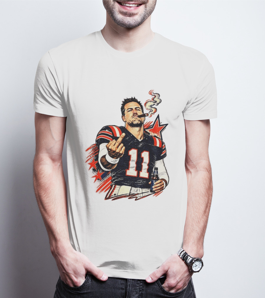 Case Keenum 11 Smoking Cigar Middle Finger Gesture T-Shirt