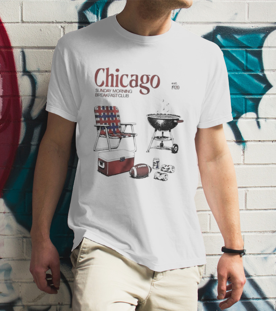 Chicago Sunday Morning Breakfast Club 1920 Charcoal Grill Lawn Chair Cooler T-Shirt