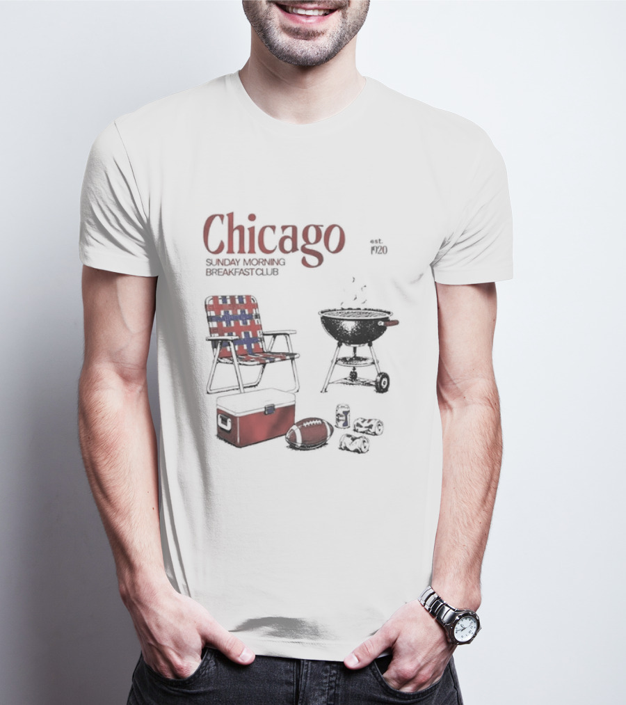 Chicago Sunday Morning Breakfast Club 1920 Charcoal Grill Lawn Chair Cooler T-Shirt