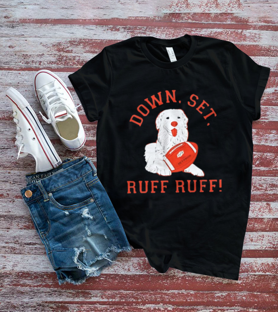 Pet Pride Dog Down Set Ruff Ruff Football T-Shirt
