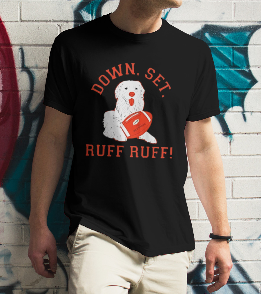 Pet Pride Dog Down Set Ruff Ruff Football T-Shirt