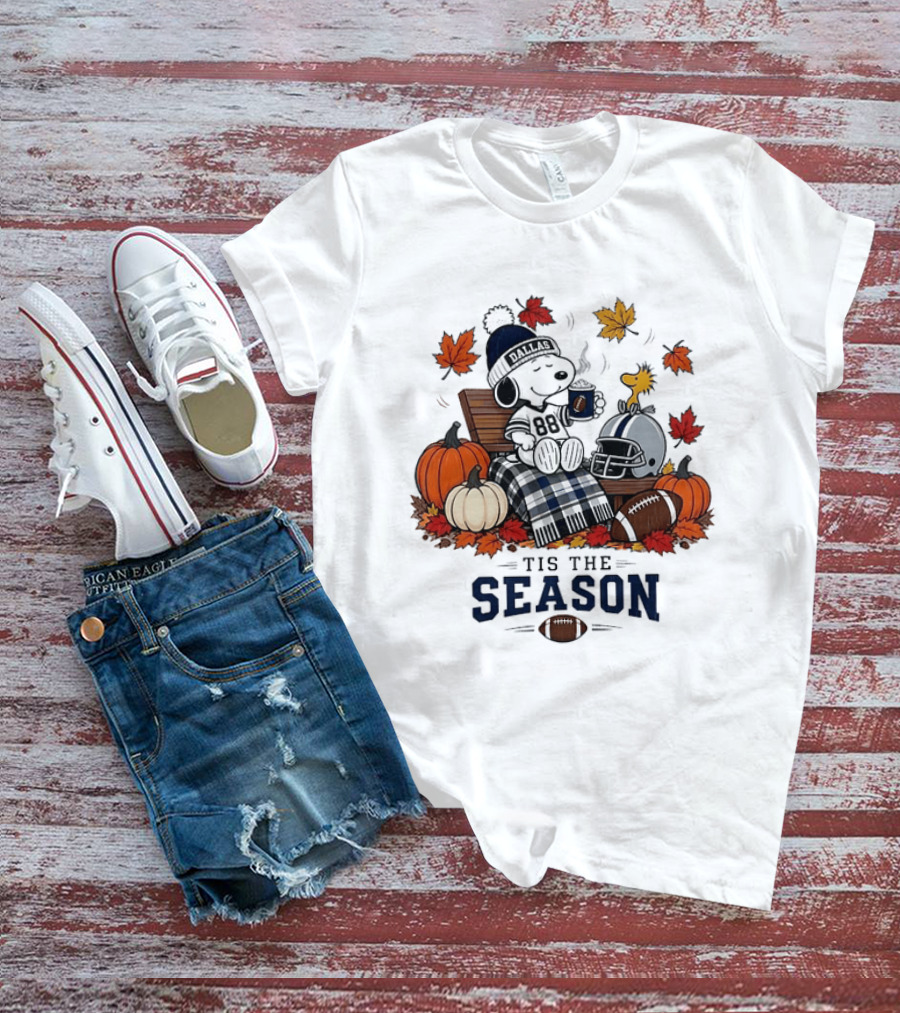Dallas Cowboys Snoopy Woodstock Fall Football 'Tis The Season T-Shirt