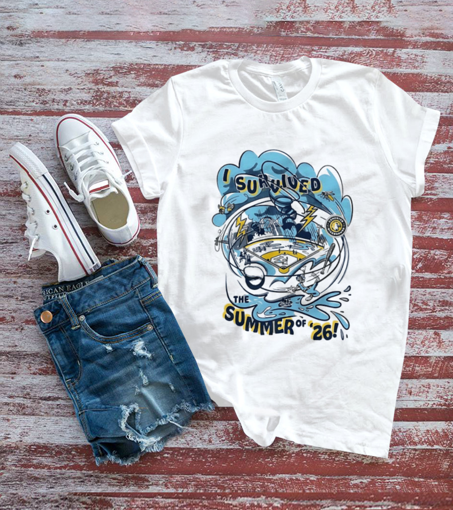 I Survived The Summer Of '26 Edmonton Riverhawks Baseball Lightning Storms T-Shirt