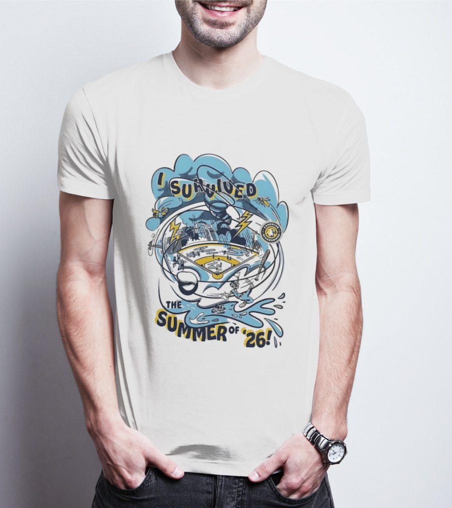 I Survived The Summer Of '26 Edmonton Riverhawks Baseball Lightning Storms T-Shirt