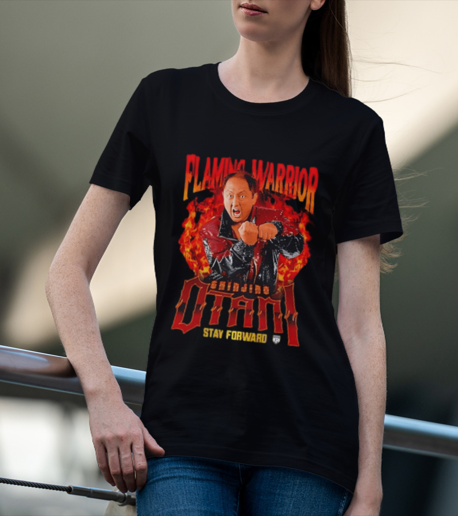 Shinjiro Otani Flaming Warrior NJPW Stay Forward Clenched Fists Fire T-Shirt