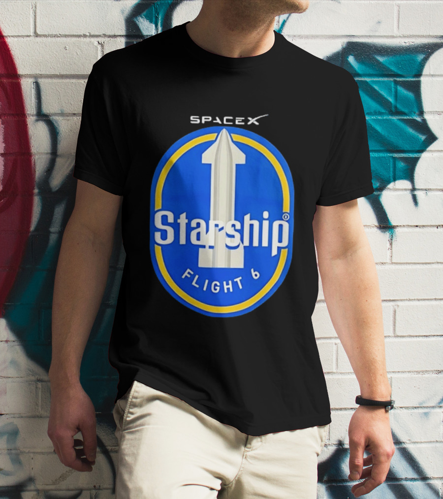 SpaceX Starship Flight 6 Mission Patch Emblem Space Exploration T-Shirt