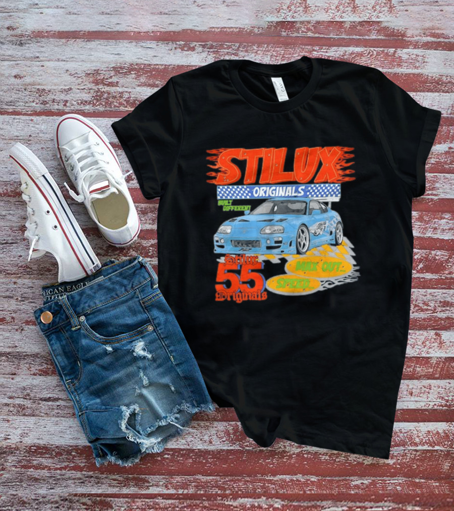 Stilux Originals Built Different Max Out Speed 55 Light Blue Sports Car Racing T-Shirt