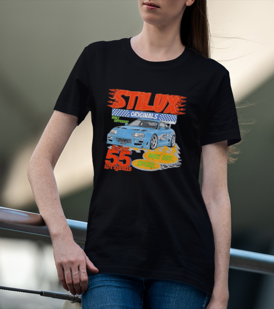 Stilux Originals Built Different Max Out Speed 55 Light Blue Sports Car Racing T-Shirt