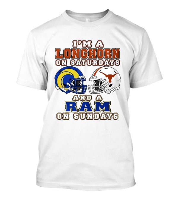 I'm A Longhorn On Saturdays And A Ram On Sundays Two Helmet 2026 T-Shirt