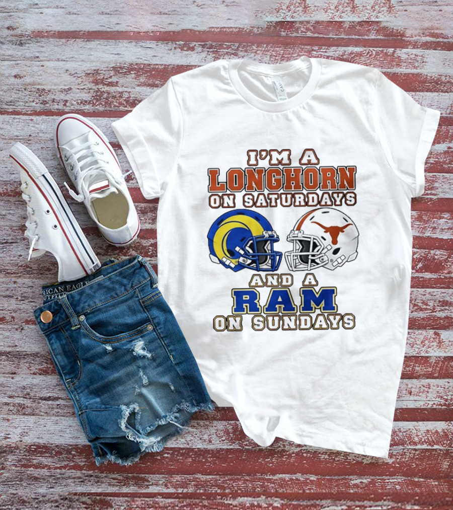 I'm A Longhorn On Saturdays And A Ram On Sundays Two Helmet 2026 T-Shirt