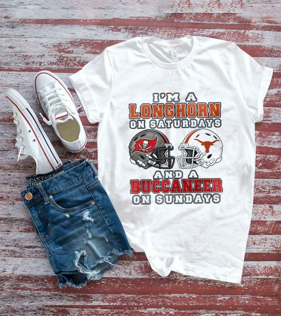 I'm A Longhorn On Saturdays And A Buccaneer On Sundays Two Helmet 2026 T-Shirt