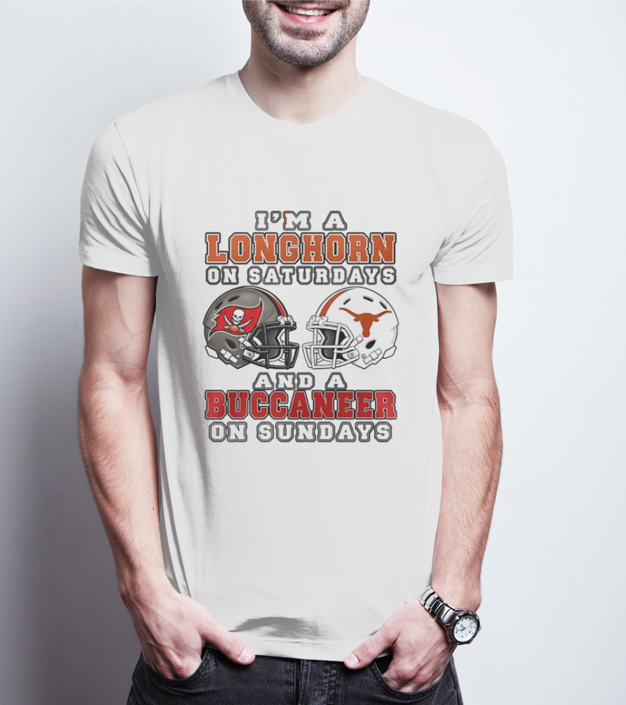 I'm A Longhorn On Saturdays And A Buccaneer On Sundays Two Helmet 2026 T-Shirt